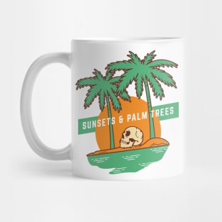 Sunsets And Palm Trees Vintage Skeleton Mug